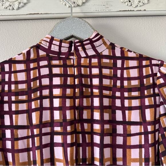 Gal Meets Glam Lindsey Windowpane Plaid Neck Tie Dress NEW - Picture 6 of 10